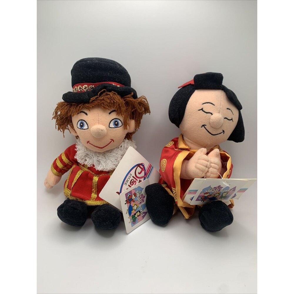 Disney Store Plush Bean Bag England Boy China Girl It's A Small World 9” Pair